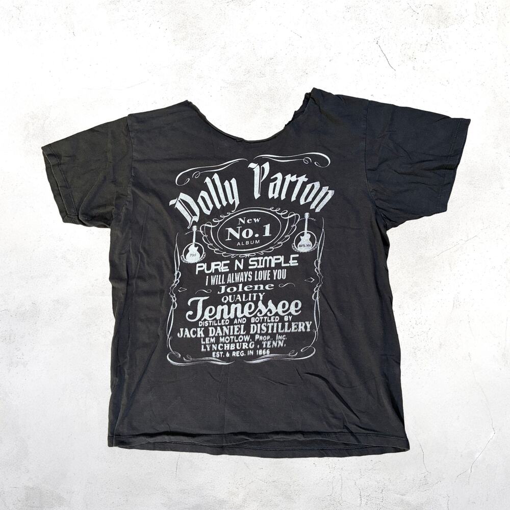 🎸 Dolly Parton T Shirt 2016 Tour Graphic Tee Cropped Neck Medium Black
